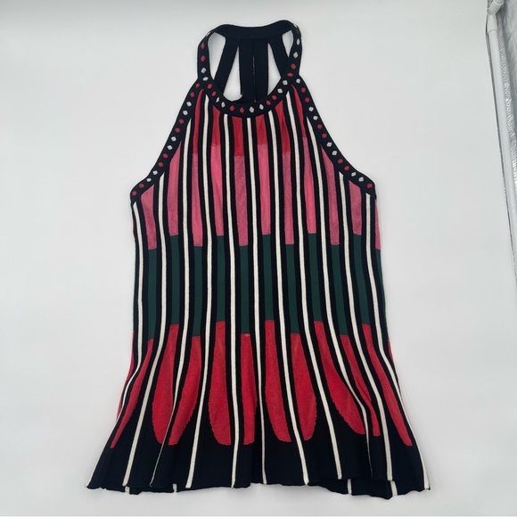 M by Missoni Women’s Sz 46 US 10 Petal Intarsia Knit Striped Halter Top Peplum - Picture 6 of 15